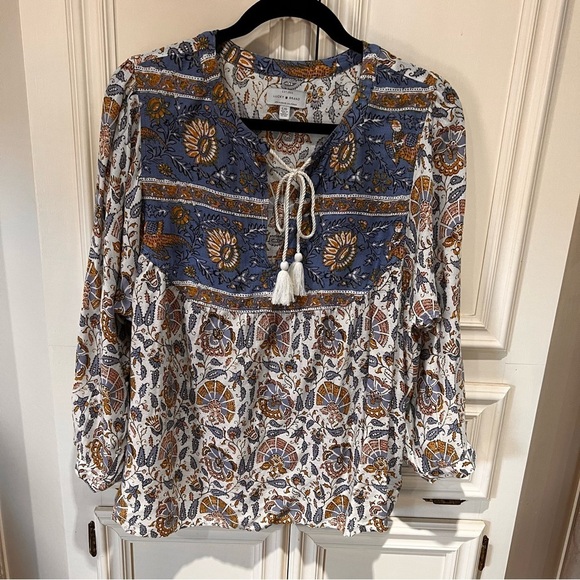 Lucky Brand Tops - Lucky Brand Evelyn Pheasant Top Blouse Shirt Floral Boho Size Large